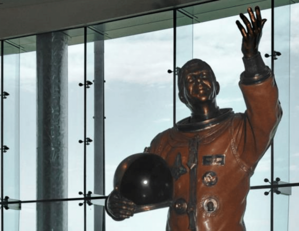 statue of astronaut in Amarillo airport