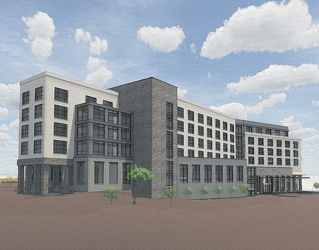 artist rendering of the hotel and conference center in Marble Falls, TX